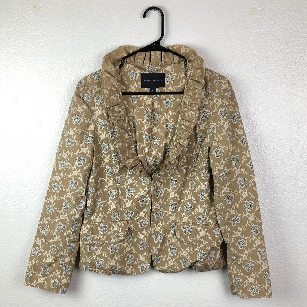 Banana Republic Blazer Ruffle Brown/Tan Paisley